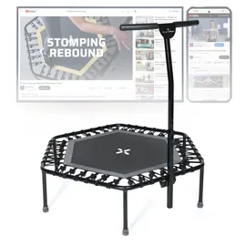 Sportplus Fitness Trampolin für zuhause. mit Haltestange höhenverstellbar), bis 100 kg grau 126 CM