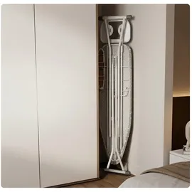 Relaxdays Bügelbrett für Dampfbügeleisen, 131 x 33 cm, höhenverstellbar, klappbar, Ärmelbrett, weiß/grau