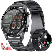 Smartwatch Herren mit Telefonfunktion, 1.39'' Aktivitätstracker Fitnessuhr mit Sprachassistent Herzfrequenz Schlafmonitor Schrittzähler Wasserdicht - Schwarz