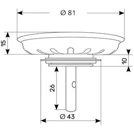 keenberk Edelstahl-Siebkörbchen (3,5 Zoll) für Küchenspülen mit manueller Betätigung des Ablaufverschlusses/Ventils - Korb-Durchmesser ca. 81 mm - Führungsstange 8 mm mit Kugel