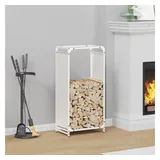 vidaXL Kaminholzregal Kaltgewalzter Stahl 44 x 28 x 90 cm Weiß