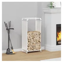 vidaXL Kaminholzregal Kaltgewalzter Stahl 44 x 28 x 90 cm Weiß