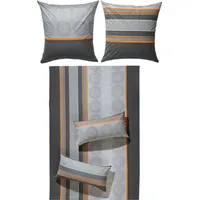 Erwin Müller Bettwäsche Flanell grau-Silber-orange Größe 135x200 cm (40x80