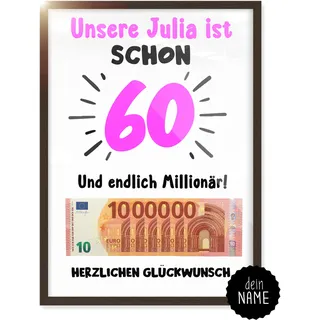 myDreamwork 60. Geburtstag Frau – Geschenke zum 60 Geburtstag | Geldgeschenke Frauen – Lustige Geschenkideen für Frauen – Ideal als Deko 60 Frau | Geldgeschenk 50