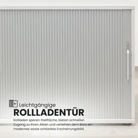 bümö Rollladenschrank 80 x 40 x 180 silber/weiß