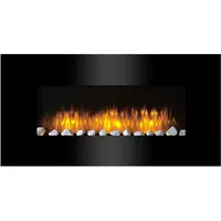 Classic Fire Vancouver Elektrokamin mit Heizung - Elektroheizung 105,5 x 48 x 12 cm - Elektroherd mit LED-Flammen - mit Heizung, Fernbedienung und Timer - 2000 W - Wandmontage - Schwarz