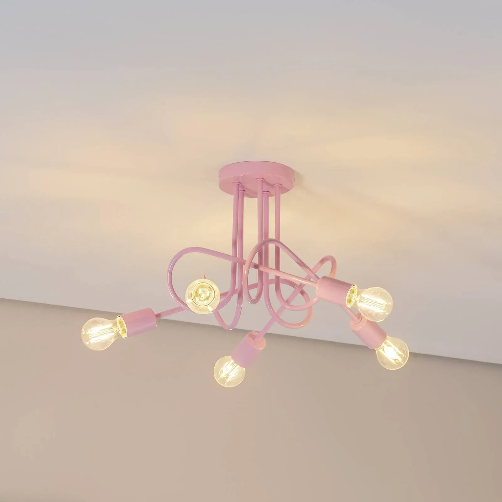 Deckenlampe Oxford HELAM, dimmbar, violett / pink / rose, für Wohn- / Esszimmer, Metall, Deckenlampe - 47 cm - 47 cm - 30 cm