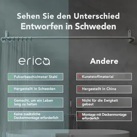 ERICA Duschvorhangstange L-Form 4-in-1 grau