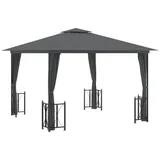 vidaXL 318541 Pavillon mit Seitenwänden & Doppeldach 3 x 3 m anthrazit