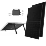 Testsieger ZEUS SMARTSYSTEM 800 Watt Balkonkraftwerk Set mit Flachdach Halterung | Plug and Play Komplettset 900 Wp | Stiftung Warentest Testsieger 07/2025 Note 1,8 | Glas-Glas bifaziale Solarmodule