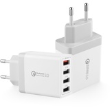 2er-Pack USB Ladegerät, 4-Ports USB Ladeadapter mit 33W Intelligent QC 3.0 Schnellladegerät Mehrfach Netzteil für iPhone 15/14/13/12/11/Samsung Galaxy S23/22/S21/S20/Xiaomi/OPPO/Huawei/OnePlus etc