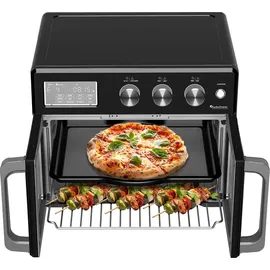 TurboTronic digitaler Heißluftofen - XXL 32 Liter mit Drehspieß 4in1 Mini Backofen & Power Heißluftfritteuse Airfryer schwarz