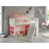 Set Spielbett Rutsche Vorhang Lattenrost Tunnel Hochbett Kinderbett 90x200 rosa