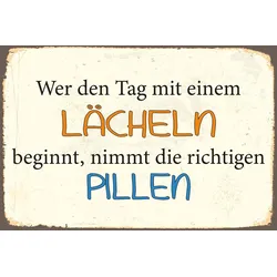 Metallbild QUEENCE "Lächeln", schwarz (farbe bild(er): schwarz), B:45cm H:30cm, Stahl, Metall, Bilder, Stahlschild, Blechschild, Sprüche, Texte, witzig