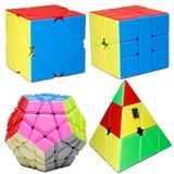 moyu MoFangJiaoShi MFJS 4 verschiedene geformte Puzzle Cube Combo Set enthält 3x3 Pyramide Magic Cube + 3 Schicht Dodekaeder Magic Cube + Skewb Cube + SQ1 Zauberwürfel (Multicolor Stickerless)