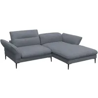 flexlux Ecksofa Salino, Funktionssofa mit Recamiere, Relaxsofa, Ecksofa, Sofa mit Arm- und Kopfteil-Verstellungen, Kaltschaum & Stahl-Wellen blau