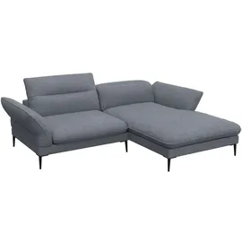 flexlux Ecksofa Salino, Funktionssofa mit Recamiere, Relaxsofa, Ecksofa, Sofa mit Arm- und Kopfteil-Verstellungen, Kaltschaum & Stahl-Wellen blau