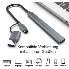 inca IUTP-06TX USB C/A USB 3.0/2.0 + Typ-C, 100W + Grau