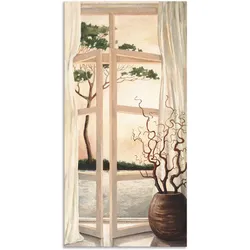 Wandbild ARTLAND "Fensterbild Toskanischer Sonnenuntergang", beige (farbe bild(er): naturfarben), B:75cm H:150cm, Bilder, als Alubild, Outdoorbild, Leinwandbild, Poster, Wandaufkleber