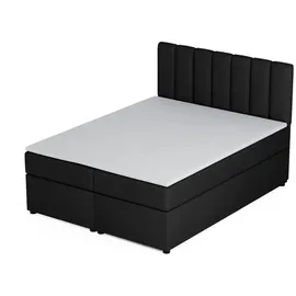 dein schlaf 24 Boxspringbett ROCK 160x200 Velour Schwarz H4 - Schwarz