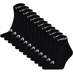 HEAD Unisex Quarter Socken, 12er Pack - Elements All Sport Quarter, Logo, einfarbig Schwarz 39-42