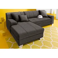 Ecksofa INOSIGN "Turah incl. Zierkissen, moderne Steppung, auch in Leder" Sofas Gr. B/H/T: 239cm x 75cm x 82cm, Microfaser PRIMABELLE, Recamiere links, mit Bettfunktion, grau (anthrazit) wahlweise mit Bettfunktion, Schlafsofa, BTH: 23915275 cm, L-Form Bestseller