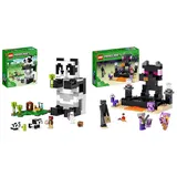 LEGO 21245 Minecraft Das Pandahaus Set & 21242 Minecraft Die End-Arena Set, Player-vs-Player Battle' Action-Spielzeug mit Lava, Enderdrache und Enderman-Figur, Geschenk für Kinder ab 8 Jahren