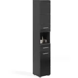 xonox.home X18B5711 Linus Schwarz Hochglanz, Badezimmerschrank 30 x 182 x 31 cm