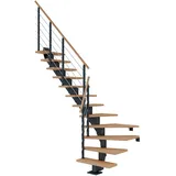 DOLLE Mittelholmtreppe Hamburg (Breite: 85 cm, 1/4-gewendelt, Anthrazitgrau, Farbe Stufen: Eiche weiß, Geschosshöhe: 259 – 301 cm)