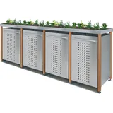 Mülltonnenverkleidung Typ-LW, 4x 120l, Türfarbe Edelstahl