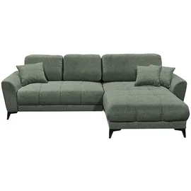 Stella Trading BERN Ecksofa mit Schlaffunktion in Olive - Moderne Eckcouch in L-Form mit Bettkasten - 281 x 189 cm (B/H/T)