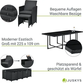 Juskys Polyrattan Sitzgruppe Baracoa XXL 13-teilig – Gartenmöbel wetterfest stapelbar für Garten