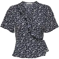 Only Damen Bluse ONLCARLY Blau White Flower 15247533 36