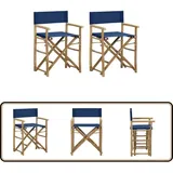 Vidaxl - Klappbare Regiestühle 2 Stk. Blau Bambus Und Stoff - Gartensessel - Regiesessel - Klappbarer Stuhl - Bambus Sessel - Outdoor Möbel