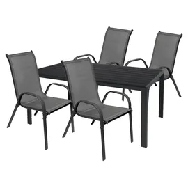 Mojawo Gartengarnitur 5-tlg. Schwarz/Grau