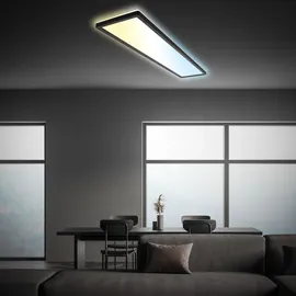 Briloner - LED Deckenlampe 98cm dimmbar, Fernbedienung, Nachtlichtfunktion, Indirektes Licht, flach, CCT, Lampe, Deckenleuchte, Wohnzimmerlampe, LED Panel, Küchenlampe, Schlafzimmerlampe, Flur, 98x20x3 cm Schwarz 98 x 20 x 3 Schwarz