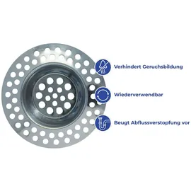 Wenko Abflusssieb Edelstahl 7 cm 2er-Set Silber