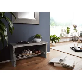 Massivmoebel24 Schuhbank Akazie 81 x 30 x 40 cm grau lackiert / grau