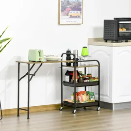Homcom Küchenwagen mit Klappbarer Tischplatte Rustikal-Braun 118 x 36,5 x 82cm