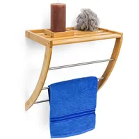 Relaxdays Wandhandtuchhalter Bambus mit Ablage Braun