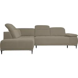 werk2 Ecksofa WERK2 "Focus-L, elektrisch erweiterbare Sitztiefe um ca. 30 cm, L-Form", beige, B:204cm H:82cm T:278cm, 100% Polyester, Sofas, Ecksofa, Komfort nach Maß: Ausziehbare Sitztiefe, verstellbare Kopfteile & Füße