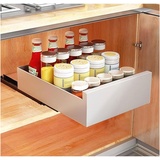 Teleskopschublade 40cm/35cm/30cm/25cm, Ausziehbare Schubladen Aufbewahrungsregale für Küchenschränke, Schrank Organizer, Schrankauszug küche, Küchenschublade Kein Bohren (Farbe : Weiß, Size : 35cm)