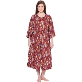 Ulla Popken Bademantel Paisley Rot L-XL