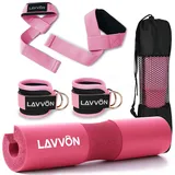 Langhantel Polster Set - Hip Thrust Pad Polster für Langhantelstange - Hantel Nackenpolster, Polsterung für Squats, Booty Training, Gym Fitness - mit Knöchelriemen, Zughilfen für Krafttraining