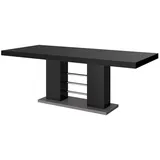 designimpex Esstisch Design HE-111 Schwarz - Grau Hochglanz ausziehbar 160 bis 260 cm grau|schwarz