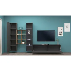 Home Affaire Wohnwand HOME AFFAIRE "Maruska", grau (anthrazit, anthrazit), B:320cm H:180cm T:30cm, Holzwerkstoff, Kastenmöbel-Sets, Wohnwand