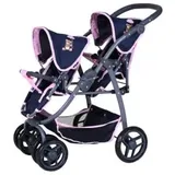 Knorrtoys 16435 - Zwillingspuppenwagen Milo Navy Pink Sitze verstellbar klappbar Schieberhöhe: 50-78cm / Knorrtoys / Spiele (außer Software)