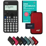 Casio fx-82DE CW inkl. Schutztasche Rot & Fachbuch (96 Seiten, DIN A5) –