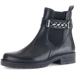 Chelseaboots, Blockabsatz, Herbstmode, Stiefelette mit Zierkette am Schaft, Gr. 38,5, schwarz, , 51171942-38,5