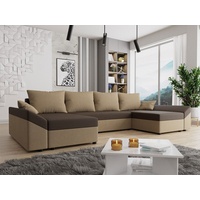 MIRJAN24 Ecksofa Dante U, mit Schlaffunktion und Bettkasten, 5 Sitzer Eckcouch, U-Form Sofa, symmetrisches Ecksofa beige